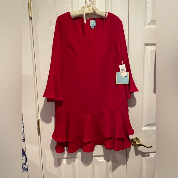 NWT Cece Cynthia Steffe Katelyn Three-Quarter Sleeve Ruffle Dress 73679009 US 10 - Picture 3 of 4